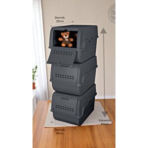 Technow Motek Mt-40 S-box 8 Litre 3'lü Çok Amaçlı Organizer Düzenleyici Antrasit ( 3*8litre )
