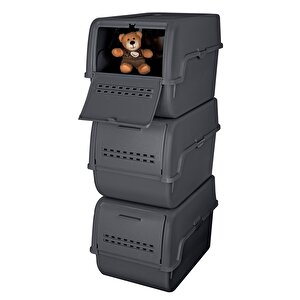 Technow Motek Mt-40 S-box 8 Litre 3'lü Çok Amaçlı Organizer Düzenleyici Antrasit ( 3*8litre )