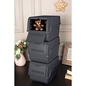 Technow Motek Mt-40 S-box 8 Litre 3'lü Çok Amaçlı Organizer Düzenleyici Antrasit ( 3*8litre )