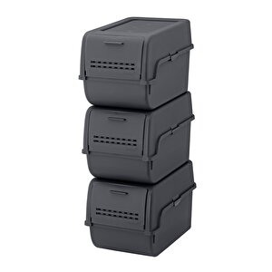Technow Motek Mt-40 S-box 8 Litre 3'lü Çok Amaçlı Organizer Düzenleyici Antrasit ( 3*8litre )