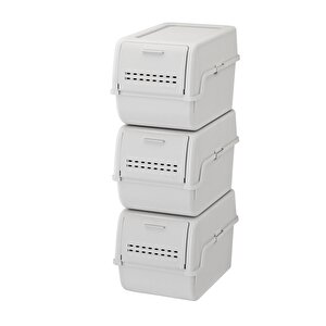 Mt-40 S-box 8 Litre 3'lü Çok Amaçlı Organizer Düzenleyici Gri ( 3*8litre )