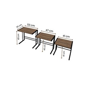 C Sehpa 3'lü Zigon Sehpa Seti Metal Ayaklı Modern Tasarım Koltuk Yanı Salon Ofis Fonksiyonel Sehpa