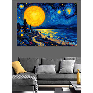 Yıldızlı Gece Manzarası Dekoratif Kanvas - Mdf Ahşap Tablo