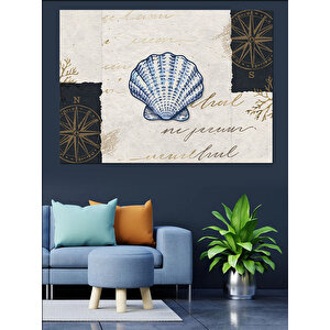 Vintage Deniz Kabuğu Kartı Dekoratif Kanvas - Mdf Ahşap Tablo 100x140 cm