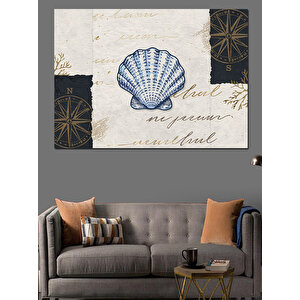 Vintage Deniz Kabuğu Kartı Dekoratif Kanvas - Mdf Ahşap Tablo 100x140 cm