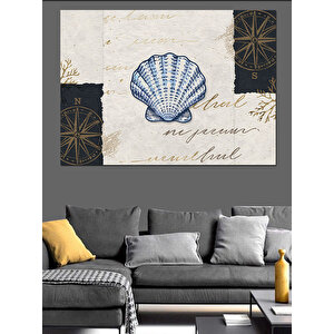 Vintage Deniz Kabuğu Kartı Dekoratif Kanvas - Mdf Ahşap Tablo