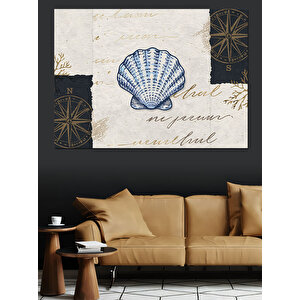 Vintage Deniz Kabuğu Kartı Dekoratif Kanvas - Mdf Ahşap Tablo