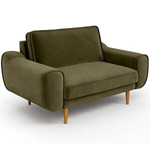 Klem Loveseat Ahşap Ayak - Kadife Haki
