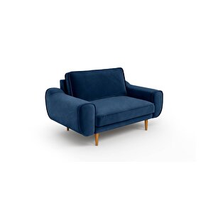 Klem Loveseat Ahşap Ayak - Kadife Gece Mavisi