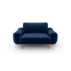 Klem Loveseat Ahşap Ayak - Kadife Gece Mavisi