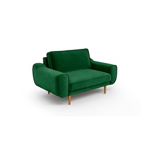 Klem Loveseat Ahşap Ayak - Kadife Zümrüt Yeşili