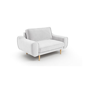 Klem Loveseat Ahşap Ayak - Kadife Gri