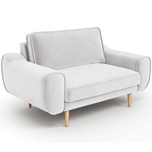 Klem Loveseat Ahşap Ayak - Kadife Gri