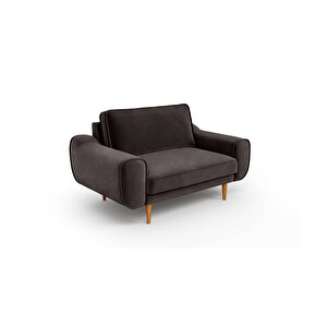Klem Loveseat Ahşap Ayak - Kadife Kül Gri