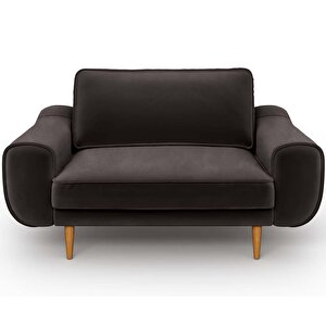 Klem Loveseat Ahşap Ayak - Kadife Kül Gri