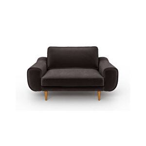 Klem Loveseat Ahşap Ayak - Kadife Kül Gri