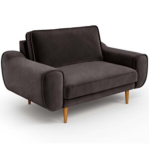 Klem Loveseat Ahşap Ayak - Kadife Kül Gri
