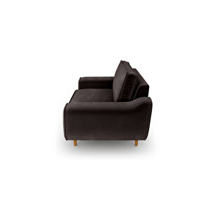 Klem Loveseat Ahşap Ayak - Kadife Kül Gri