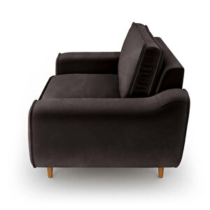 Klem Loveseat Ahşap Ayak - Kadife Kül Gri