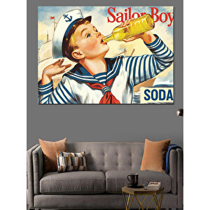Soda İçen Genç Denizci Dekoratif Kanvas - Mdf Ahşap Tablo 50x70 cm
