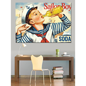 Soda İçen Genç Denizci Dekoratif Kanvas - Mdf Ahşap Tablo 50x70 cm