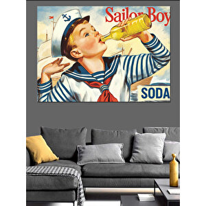 Soda İçen Genç Denizci Dekoratif Kanvas - Mdf Ahşap Tablo 50x70 cm