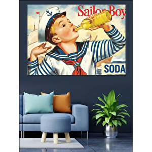 Soda İçen Genç Denizci Dekoratif Kanvas - Mdf Ahşap Tablo