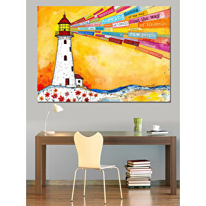 Renkli Deniz Feneri Dekoratif Kanvas - Mdf Ahşap Tablo