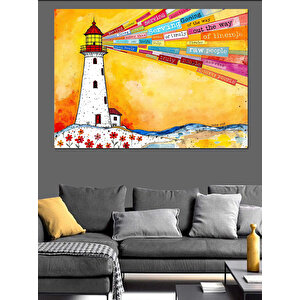 Renkli Deniz Feneri Dekoratif Kanvas - Mdf Ahşap Tablo