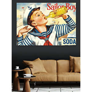 Soda İçen Genç Denizci Dekoratif Kanvas - Mdf Ahşap Tablo