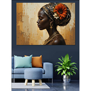 Siyahi Etnik Kadın Portresi Dekoratif Kanvas - Mdf Ahşap Tablo 25x35 cm
