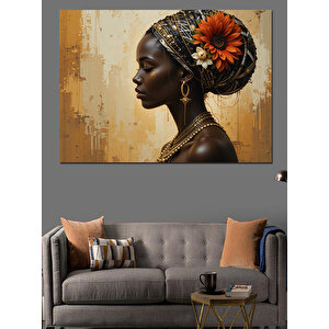 Siyahi Etnik Kadın Portresi Dekoratif Kanvas - Mdf Ahşap Tablo 25x35 cm