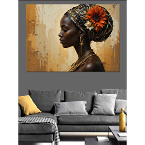 Siyahi Etnik Kadın Portresi Dekoratif Kanvas - Mdf Ahşap Tablo