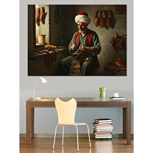 Deriden Terlik Yapan Usta Dekoratif Kanvas - Mdf Ahşap Tablo 50x70 cm