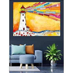 Renkli Deniz Feneri Dekoratif Kanvas - Mdf Ahşap Tablo 25x35 cm