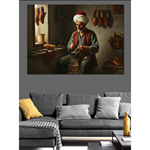 Deriden Terlik Yapan Usta Dekoratif Kanvas - Mdf Ahşap Tablo 35x50 cm