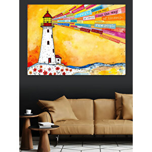 Renkli Deniz Feneri Dekoratif Kanvas - Mdf Ahşap Tablo 100x140 cm