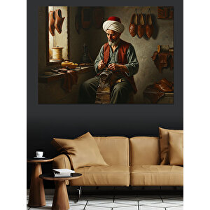 Deriden Terlik Yapan Usta Dekoratif Kanvas - Mdf Ahşap Tablo 70x100 cm