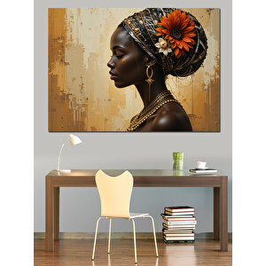 Siyahi Etnik Kadın Portresi Dekoratif Kanvas - Mdf Ahşap Tablo