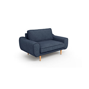 Klem Loveseat Ahşap Ayak - Keten Havacı Mavi