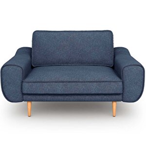 Klem Loveseat Ahşap Ayak - Keten Havacı Mavi
