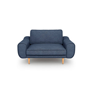 Klem Loveseat Ahşap Ayak - Keten Havacı Mavi