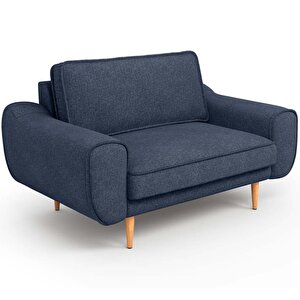 Klem Loveseat Ahşap Ayak - Keten Havacı Mavi