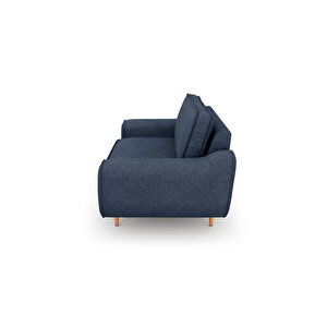 Klem Loveseat Ahşap Ayak - Keten Havacı Mavi