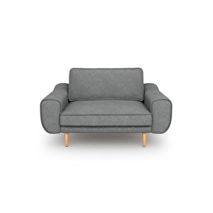 Klem Loveseat Ahşap Ayak - Keten Beton Gri