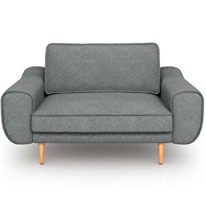 Klem Loveseat Ahşap Ayak - Keten Beton Gri