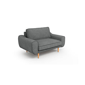 Klem Loveseat Ahşap Ayak - Keten Beton Gri