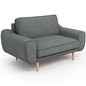 Klem Loveseat Ahşap Ayak - Keten Beton Gri
