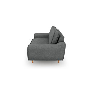 Klem Loveseat Ahşap Ayak - Keten Beton Gri