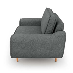 Klem Loveseat Ahşap Ayak - Keten Beton Gri